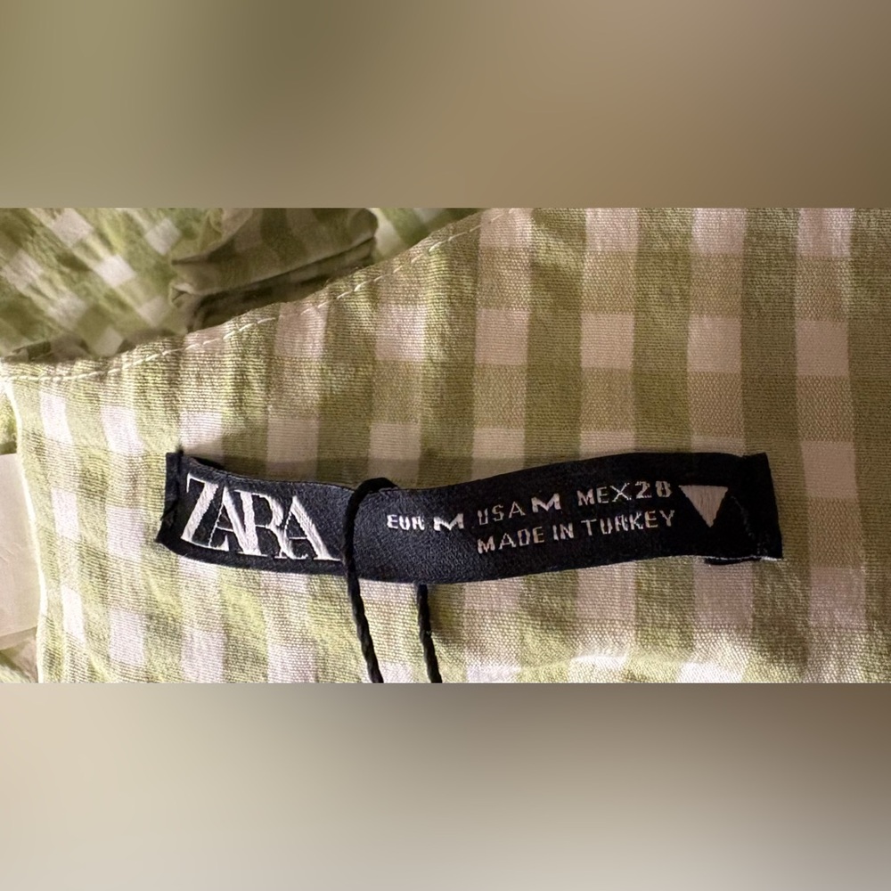 Zara Gingham Crop Top Open Back Size M NWT - Picture 6 of 7